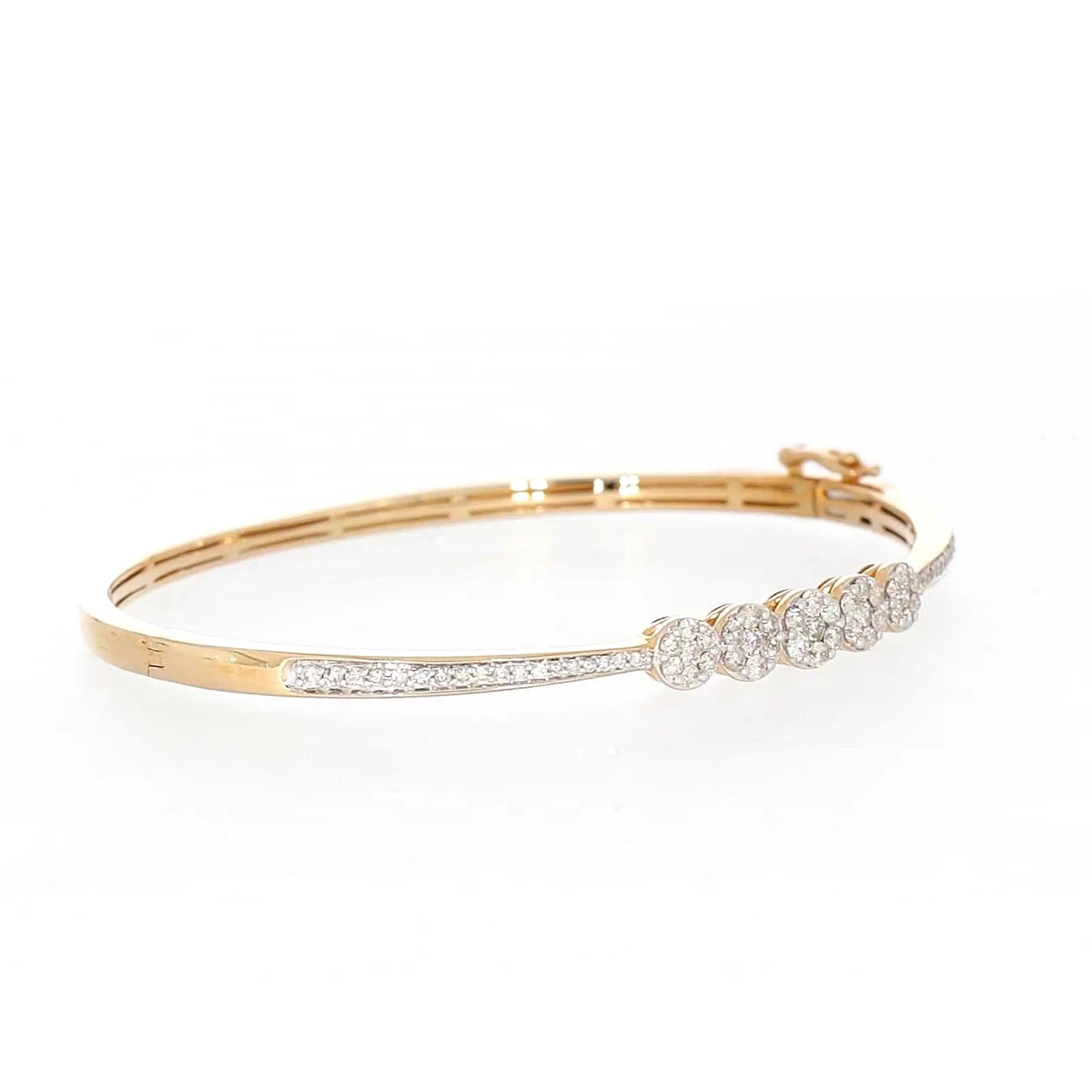 London 9ct Yellow Gold Round Brilliant Cut 1 CARAT tw of Diamonds Bangle