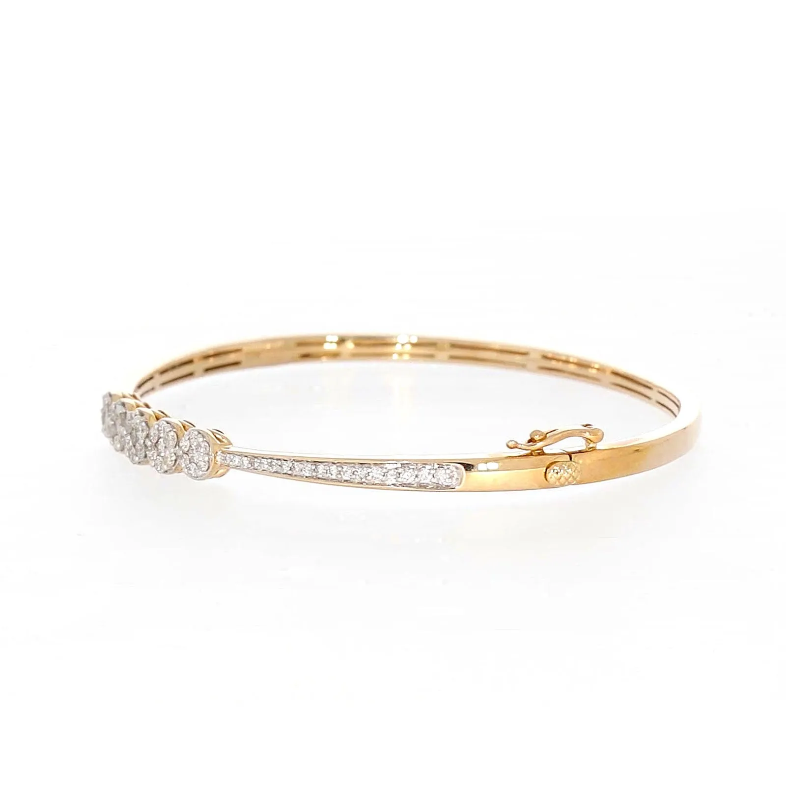 London 9ct Yellow Gold Round Brilliant Cut 1 CARAT tw of Diamonds Bangle