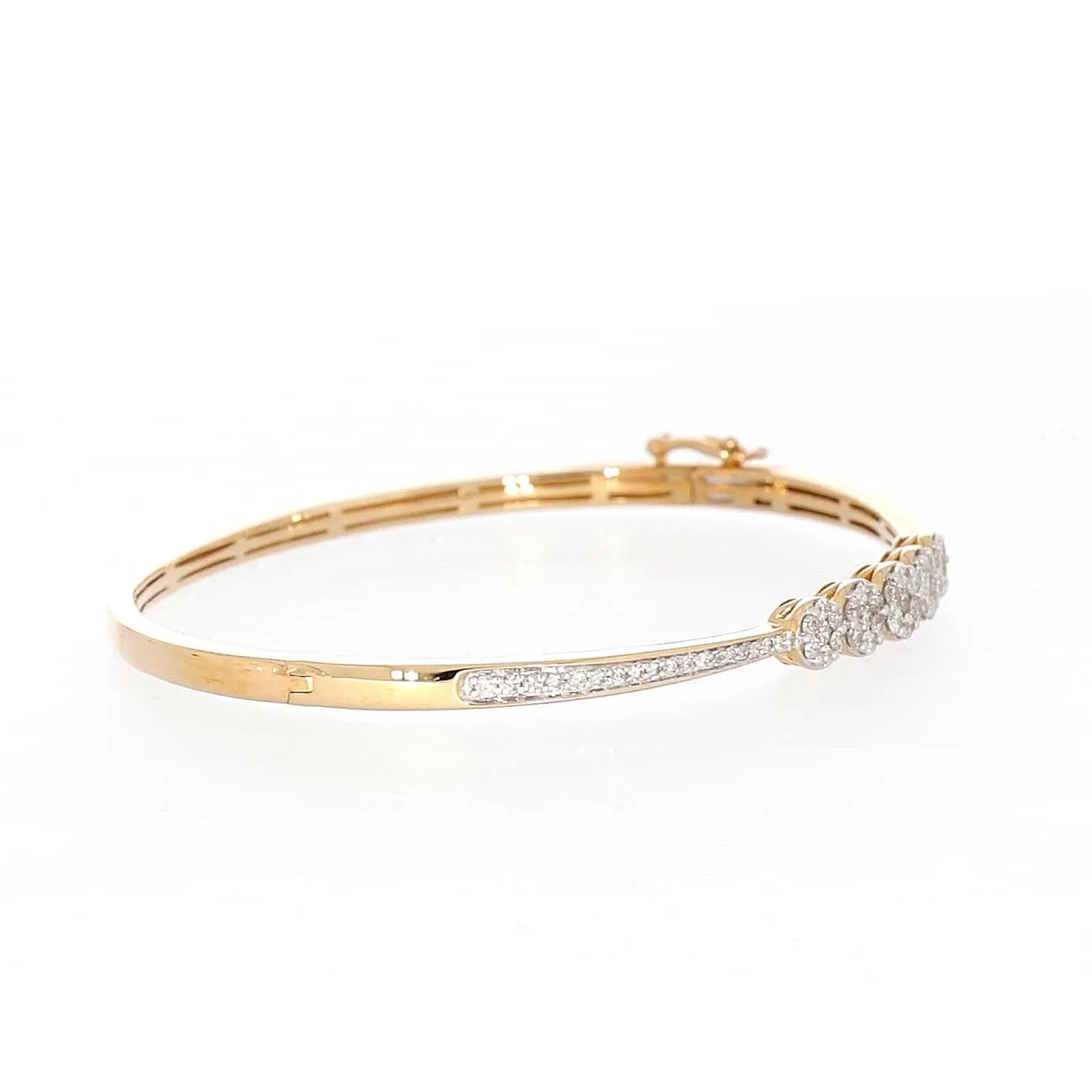 London 9ct Yellow Gold Round Brilliant Cut 1 CARAT tw of Diamonds Bangle