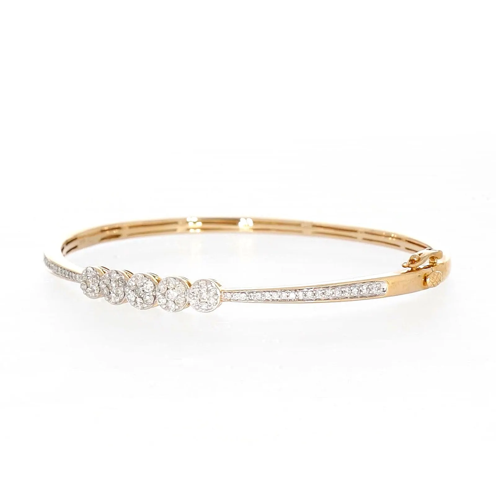 London 9ct Yellow Gold Round Brilliant Cut 1 CARAT tw of Diamonds Bangle