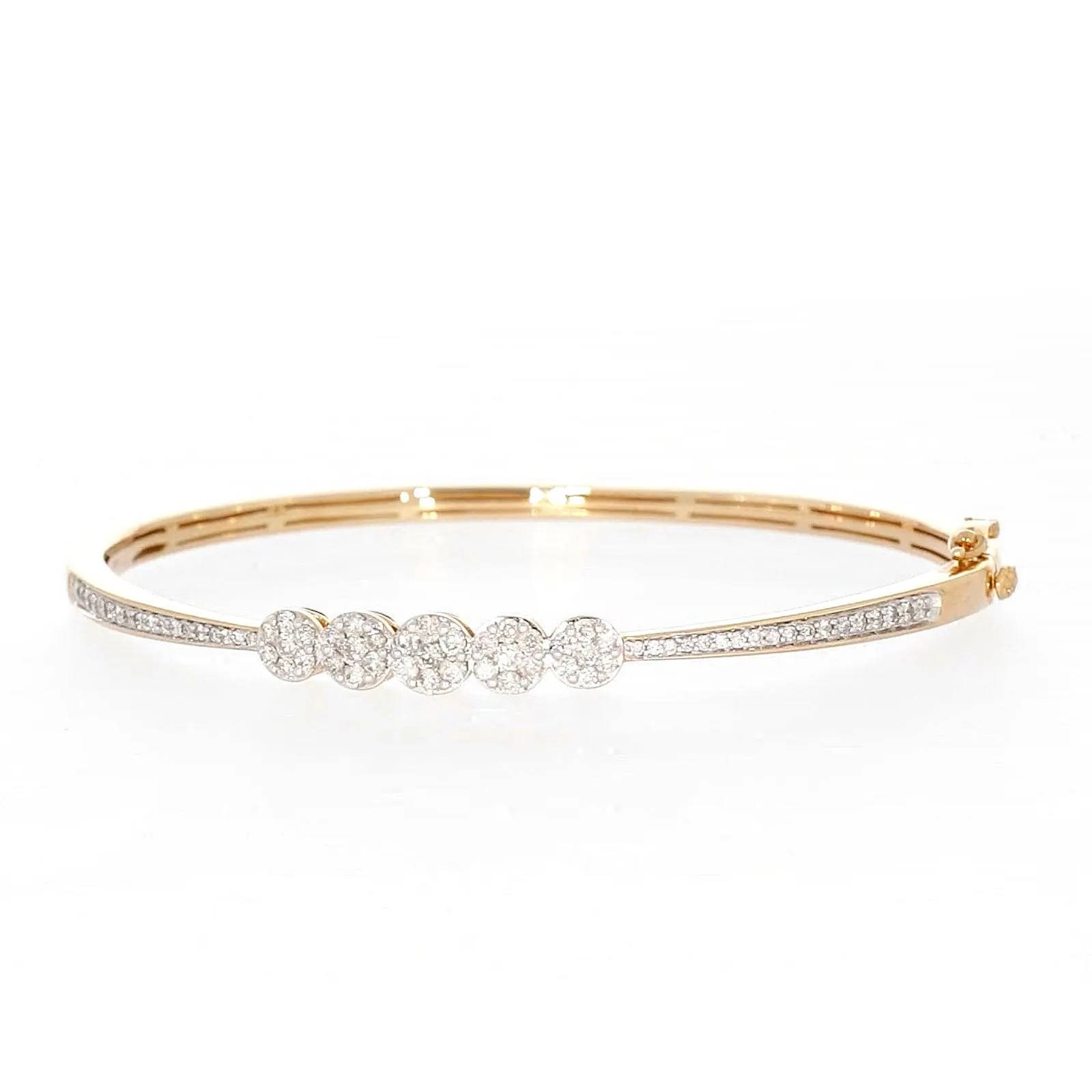 London 9ct Yellow Gold Round Brilliant Cut 1 CARAT tw of Diamonds Bangle