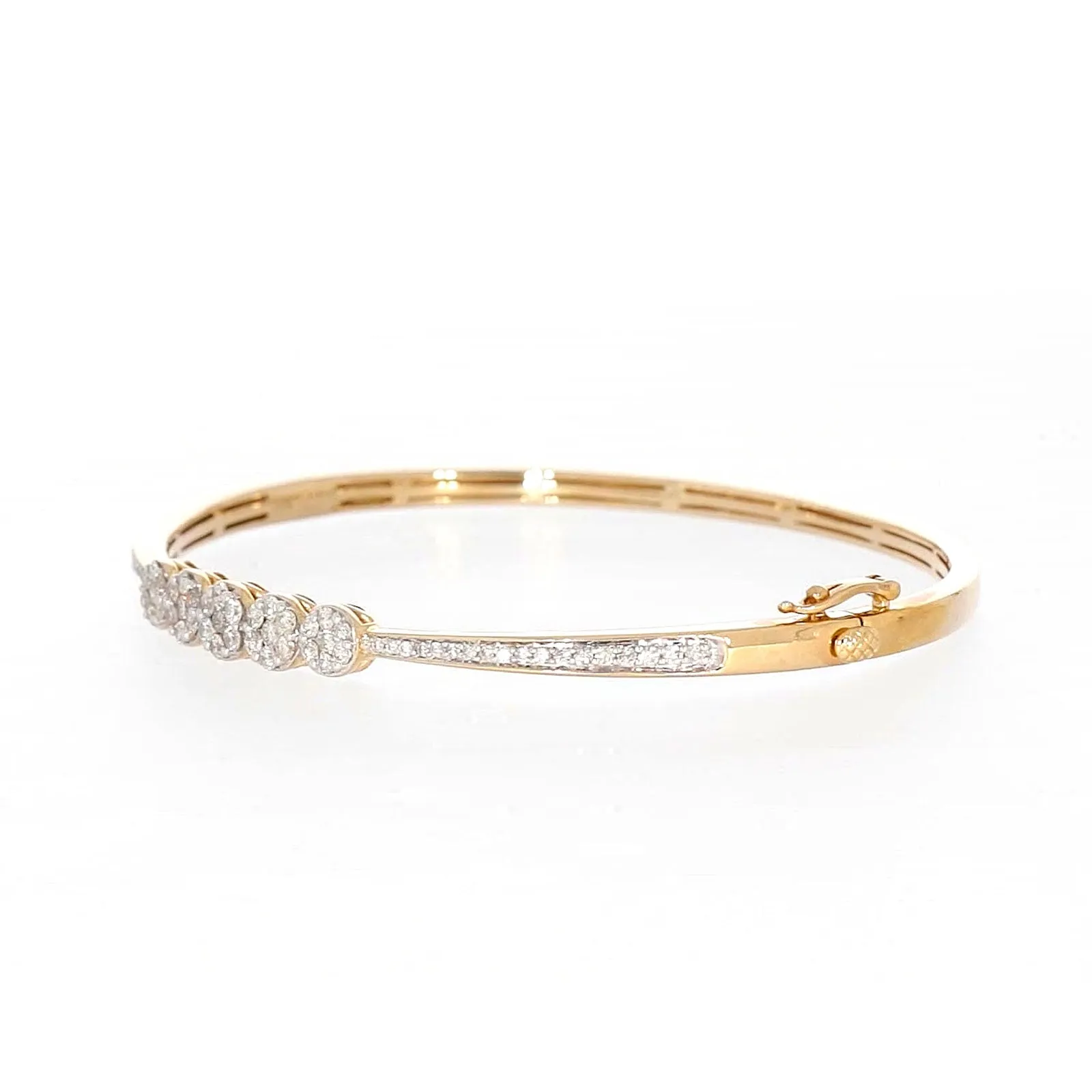 London 9ct Yellow Gold Round Brilliant Cut 1 CARAT tw of Diamonds Bangle