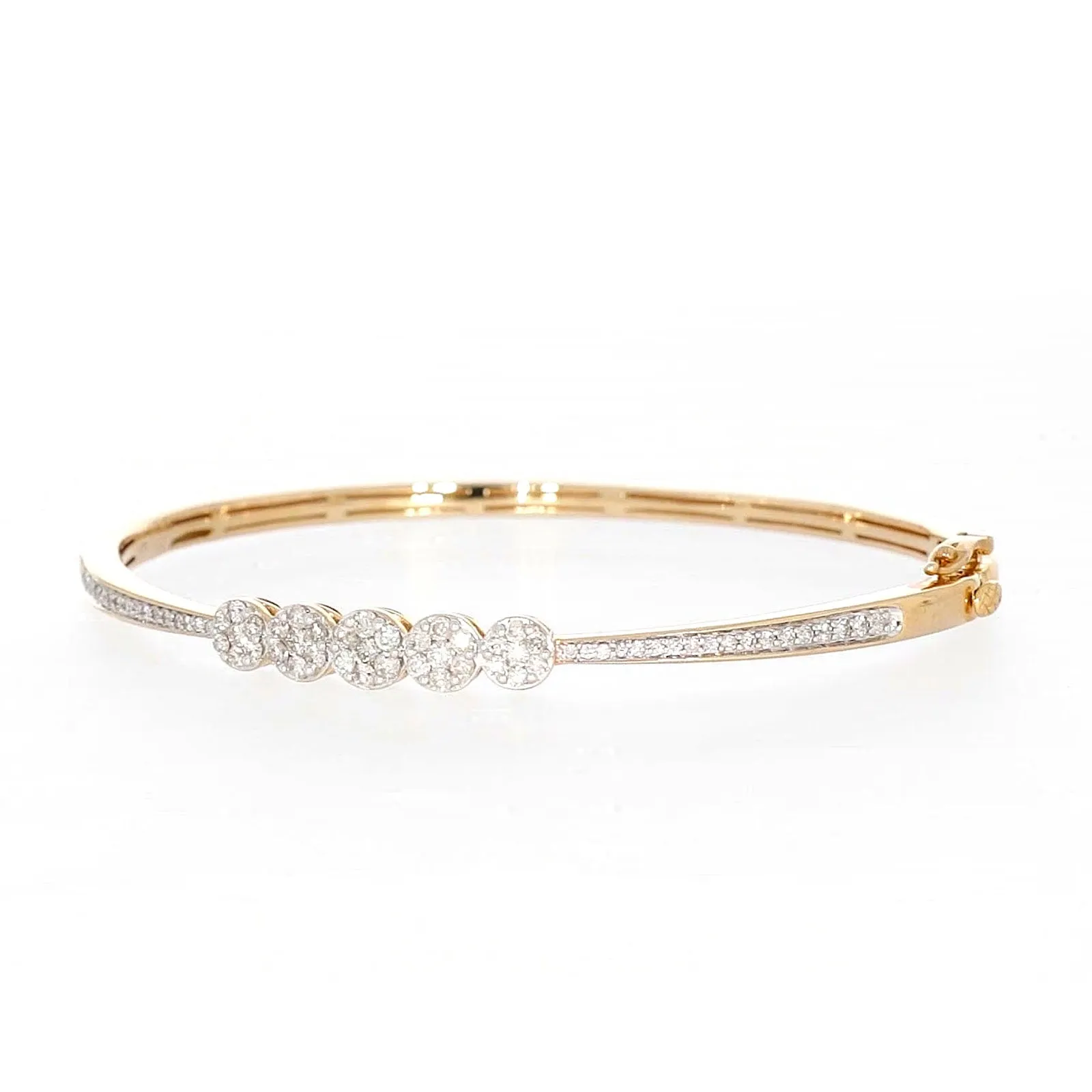 London 9ct Yellow Gold Round Brilliant Cut 1 CARAT tw of Diamonds Bangle