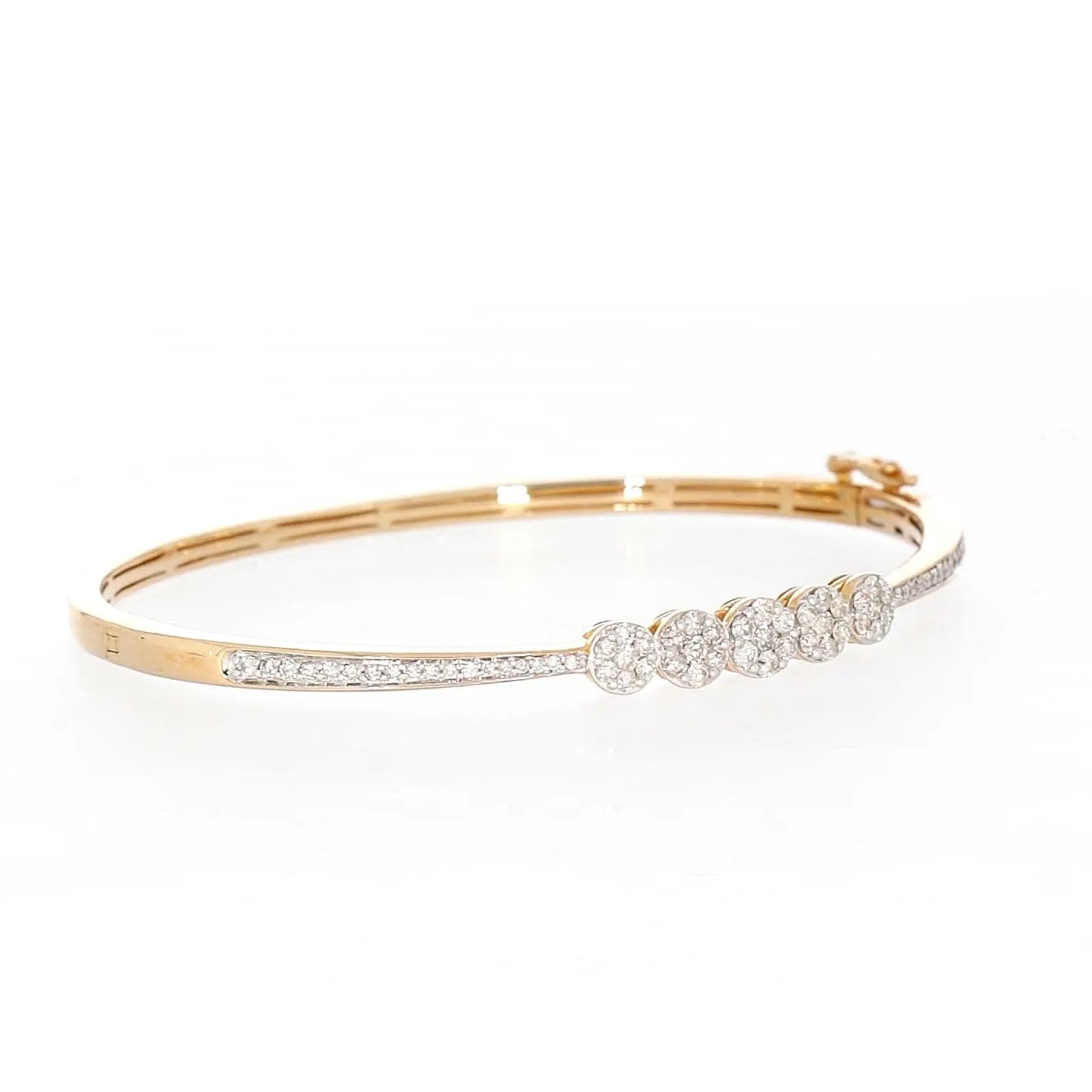 London 9ct Yellow Gold Round Brilliant Cut 1 CARAT tw of Diamonds Bangle