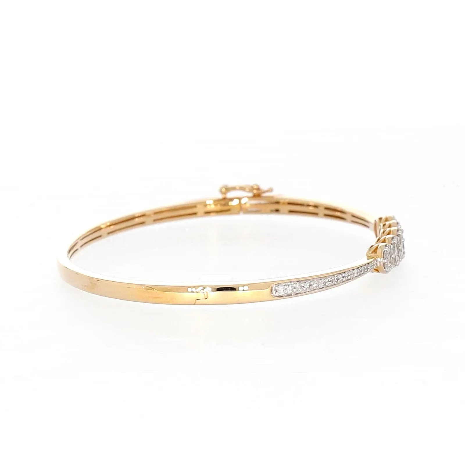 London 9ct Yellow Gold Round Brilliant Cut 1 CARAT tw of Diamonds Bangle