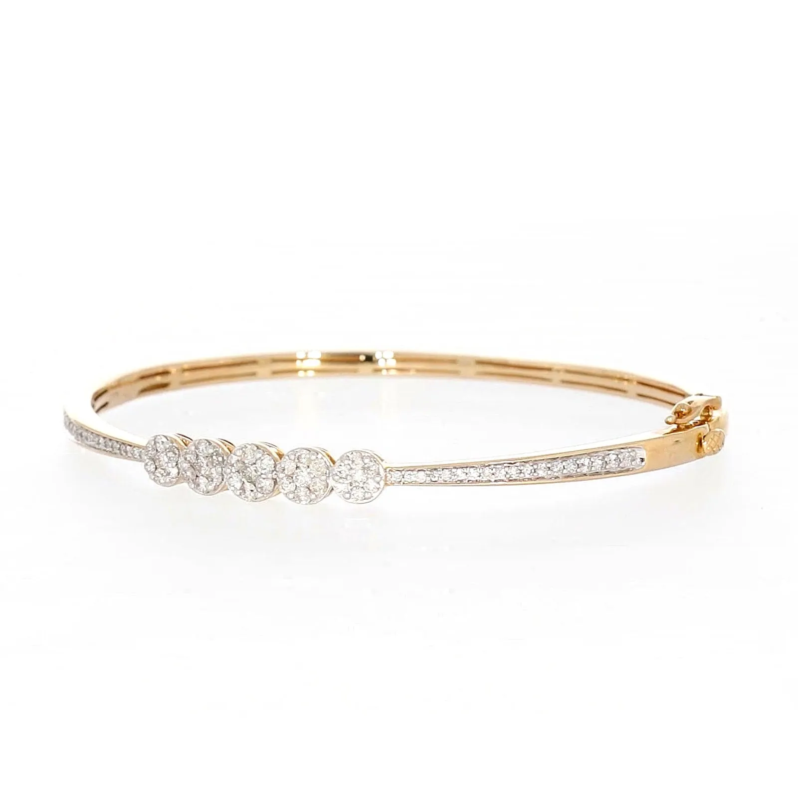 London 9ct Yellow Gold Round Brilliant Cut 1 CARAT tw of Diamonds Bangle