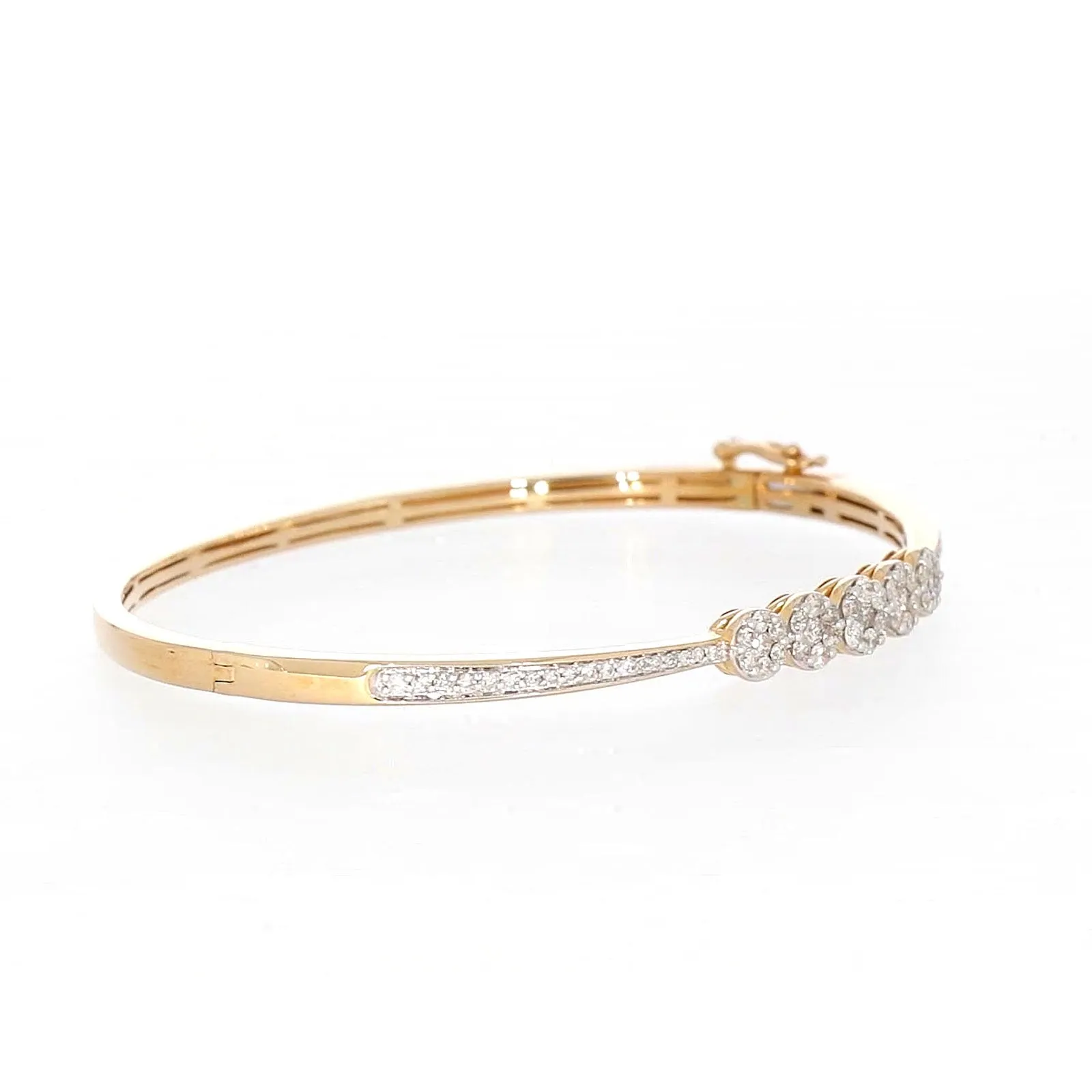 London 9ct Yellow Gold Round Brilliant Cut 1 CARAT tw of Diamonds Bangle