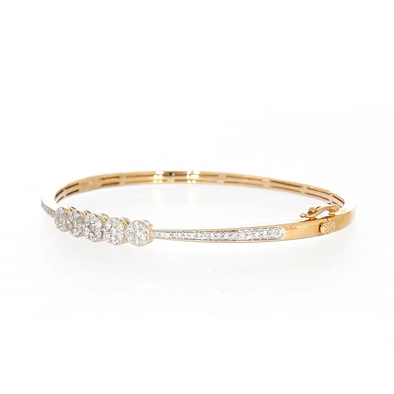 London 9ct Yellow Gold Round Brilliant Cut 1 CARAT tw of Diamonds Bangle