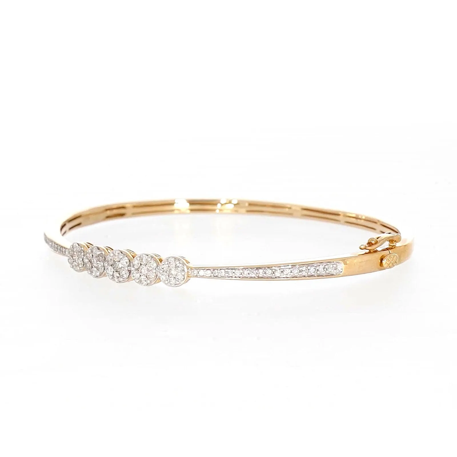 London 9ct Yellow Gold Round Brilliant Cut 1 CARAT tw of Diamonds Bangle