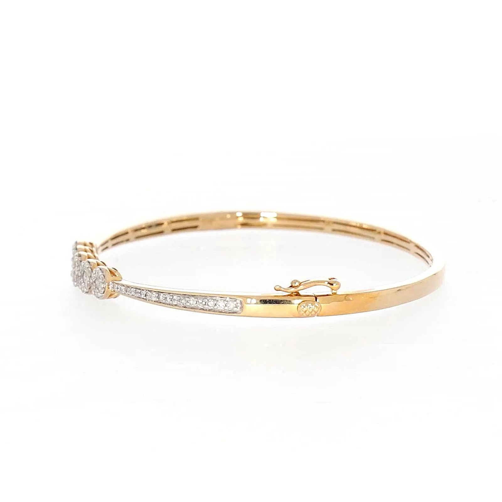 London 9ct Yellow Gold Round Brilliant Cut 1 CARAT tw of Diamonds Bangle