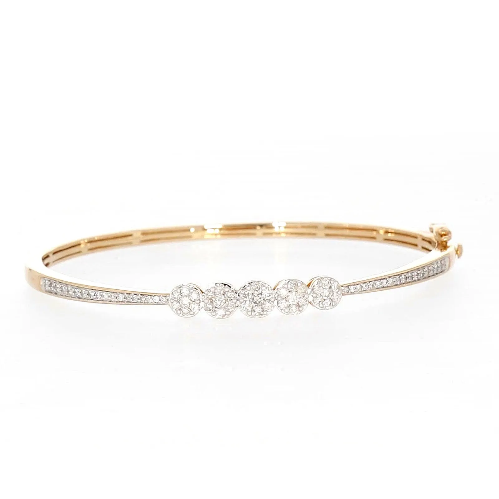 London 9ct Yellow Gold Round Brilliant Cut 1 CARAT tw of Diamonds Bangle