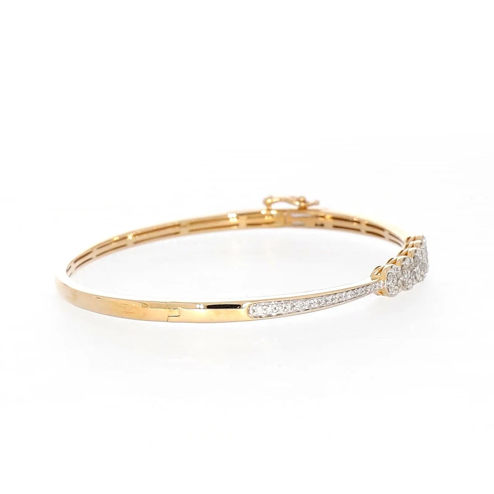 London 9ct Yellow Gold Round Brilliant Cut 1 CARAT tw of Diamonds Bangle