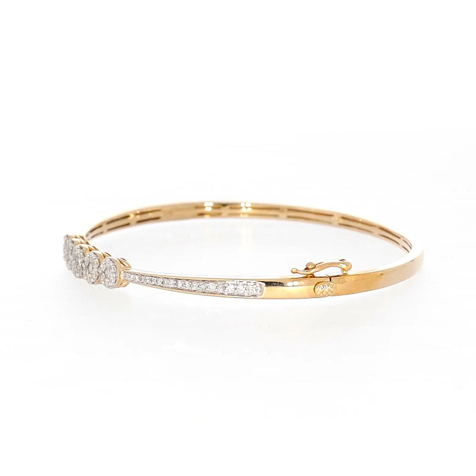 London 9ct Yellow Gold Round Brilliant Cut 1 CARAT tw of Diamonds Bangle