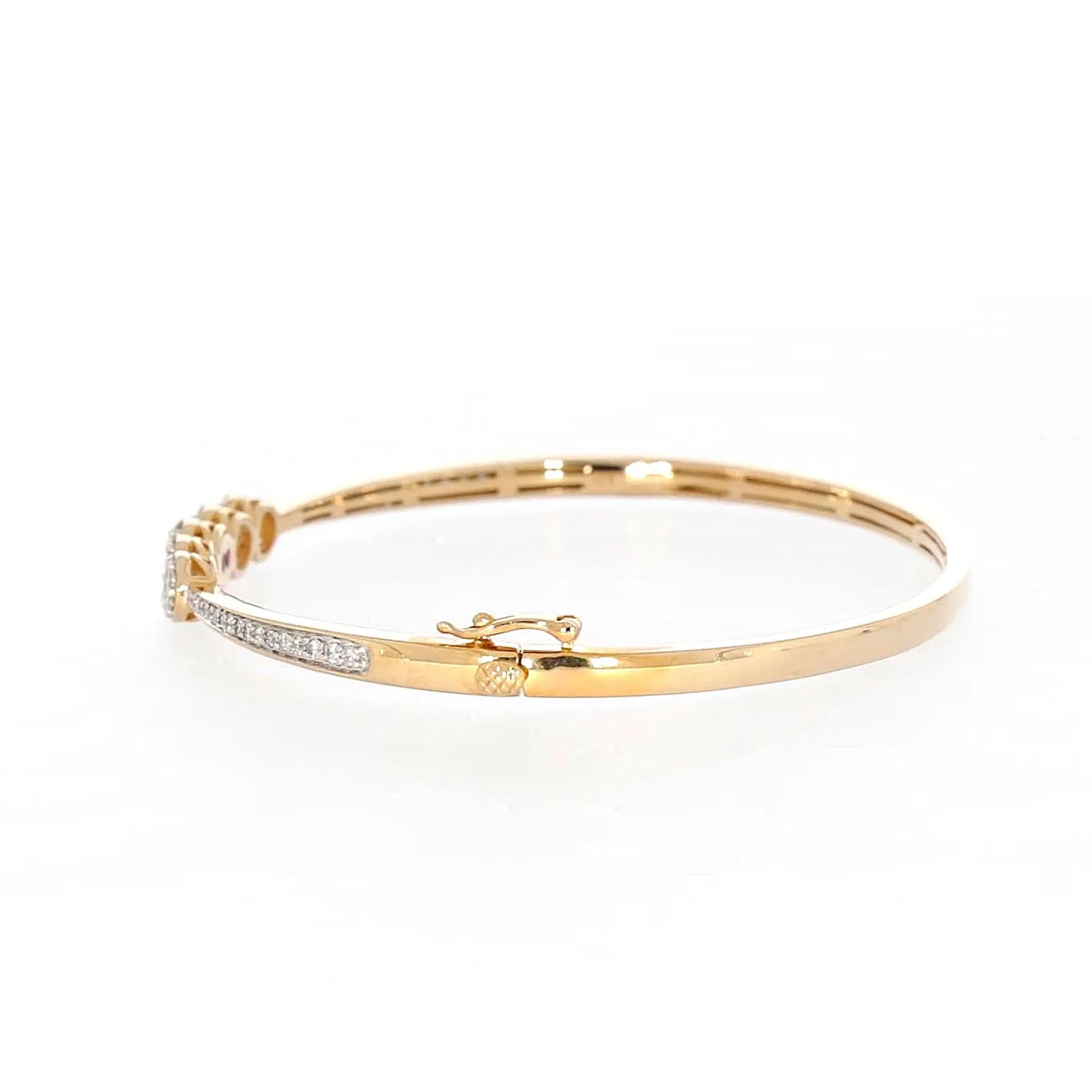 London 9ct Yellow Gold Round Brilliant Cut 1 CARAT tw of Diamonds Bangle