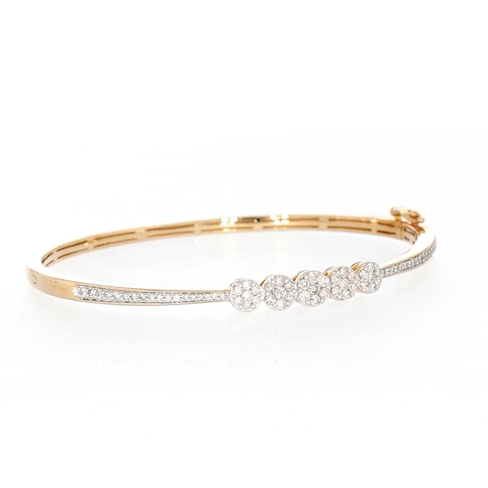 London 9ct Yellow Gold Round Brilliant Cut 1 CARAT tw of Diamonds Bangle