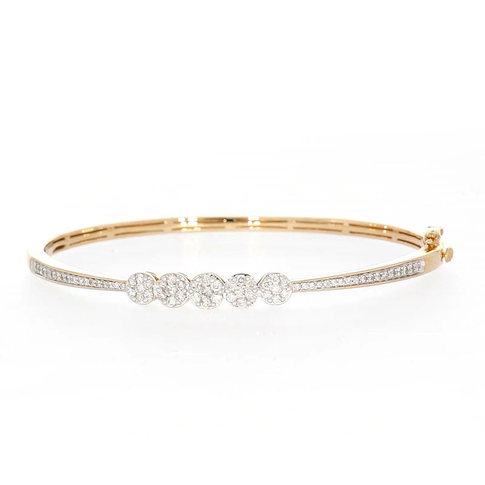 London 9ct Yellow Gold Round Brilliant Cut 1 CARAT tw of Diamonds Bangle