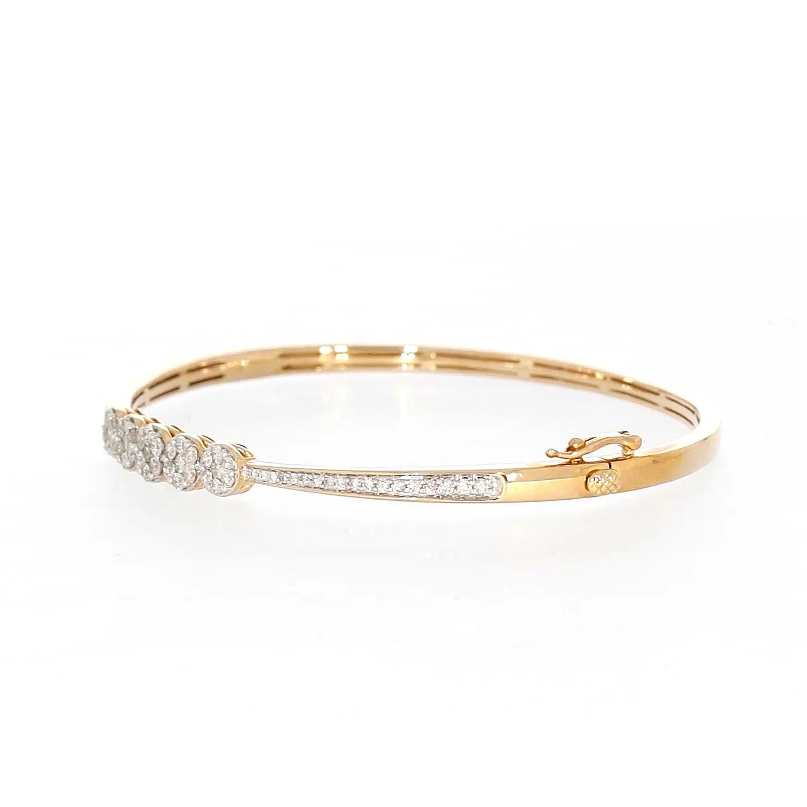 London 9ct Yellow Gold Round Brilliant Cut 1 CARAT tw of Diamonds Bangle