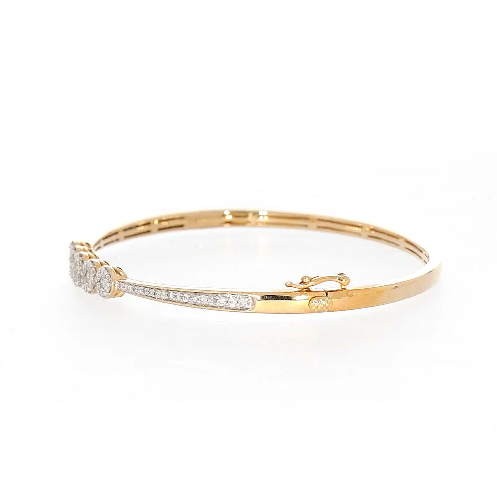 London 9ct Yellow Gold Round Brilliant Cut 1 CARAT tw of Diamonds Bangle