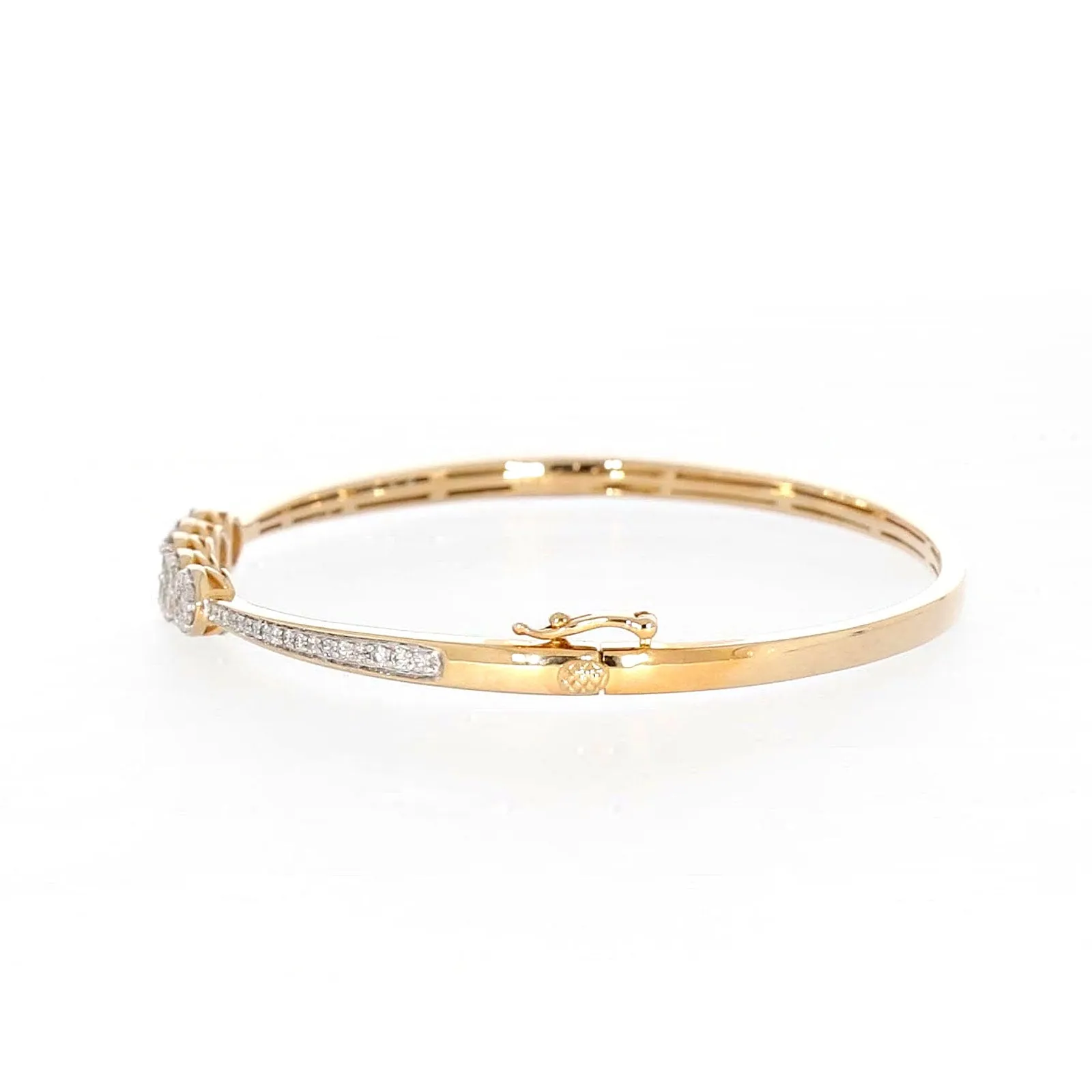 London 9ct Yellow Gold Round Brilliant Cut 1 CARAT tw of Diamonds Bangle