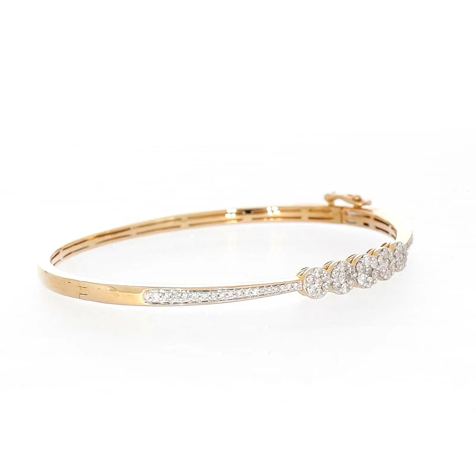 London 9ct Yellow Gold Round Brilliant Cut 1 CARAT tw of Diamonds Bangle