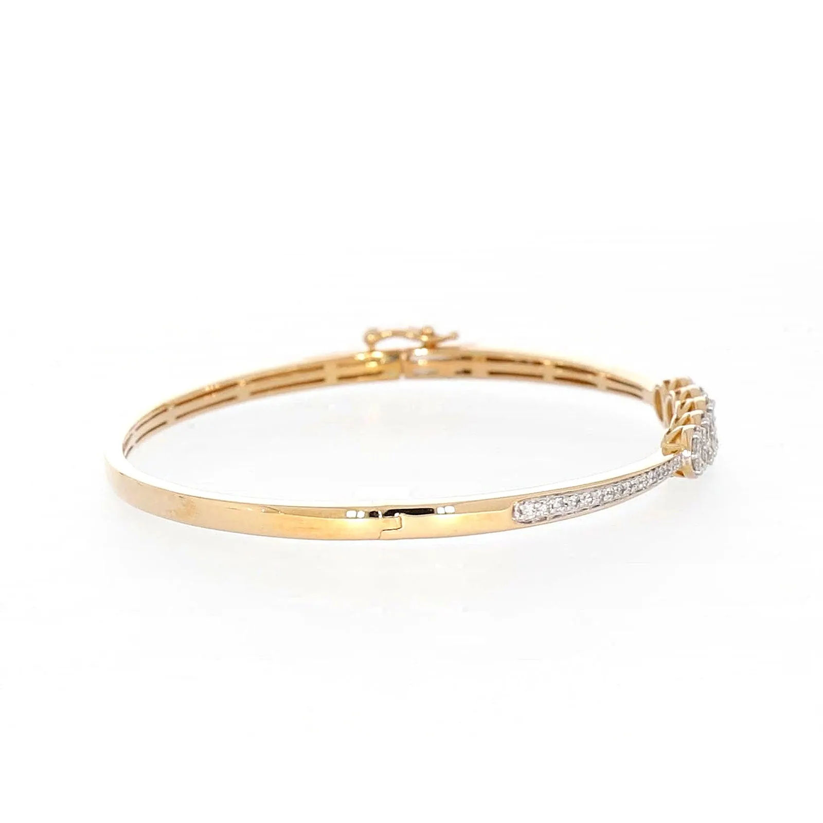 London 9ct Yellow Gold Round Brilliant Cut 1 CARAT tw of Diamonds Bangle