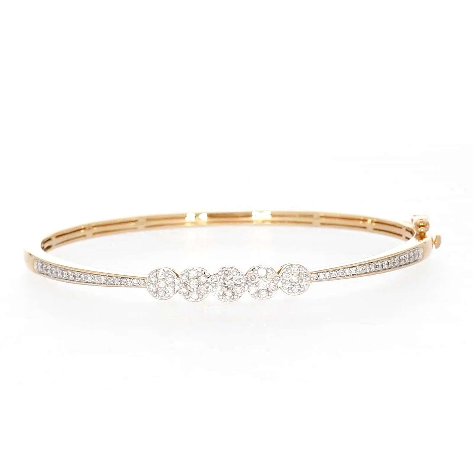 London 9ct Yellow Gold Round Brilliant Cut 1 CARAT tw of Diamonds Bangle