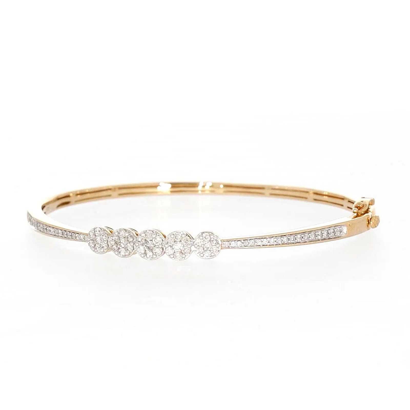 London 9ct Yellow Gold Round Brilliant Cut 1 CARAT tw of Diamonds Bangle