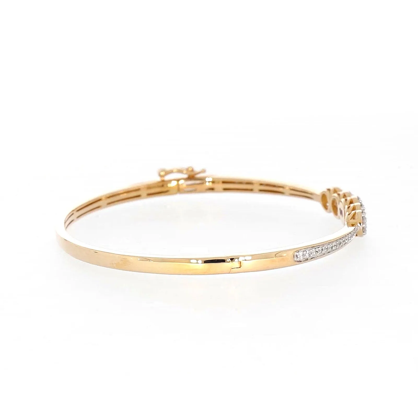 London 9ct Yellow Gold Round Brilliant Cut 1 CARAT tw of Diamonds Bangle