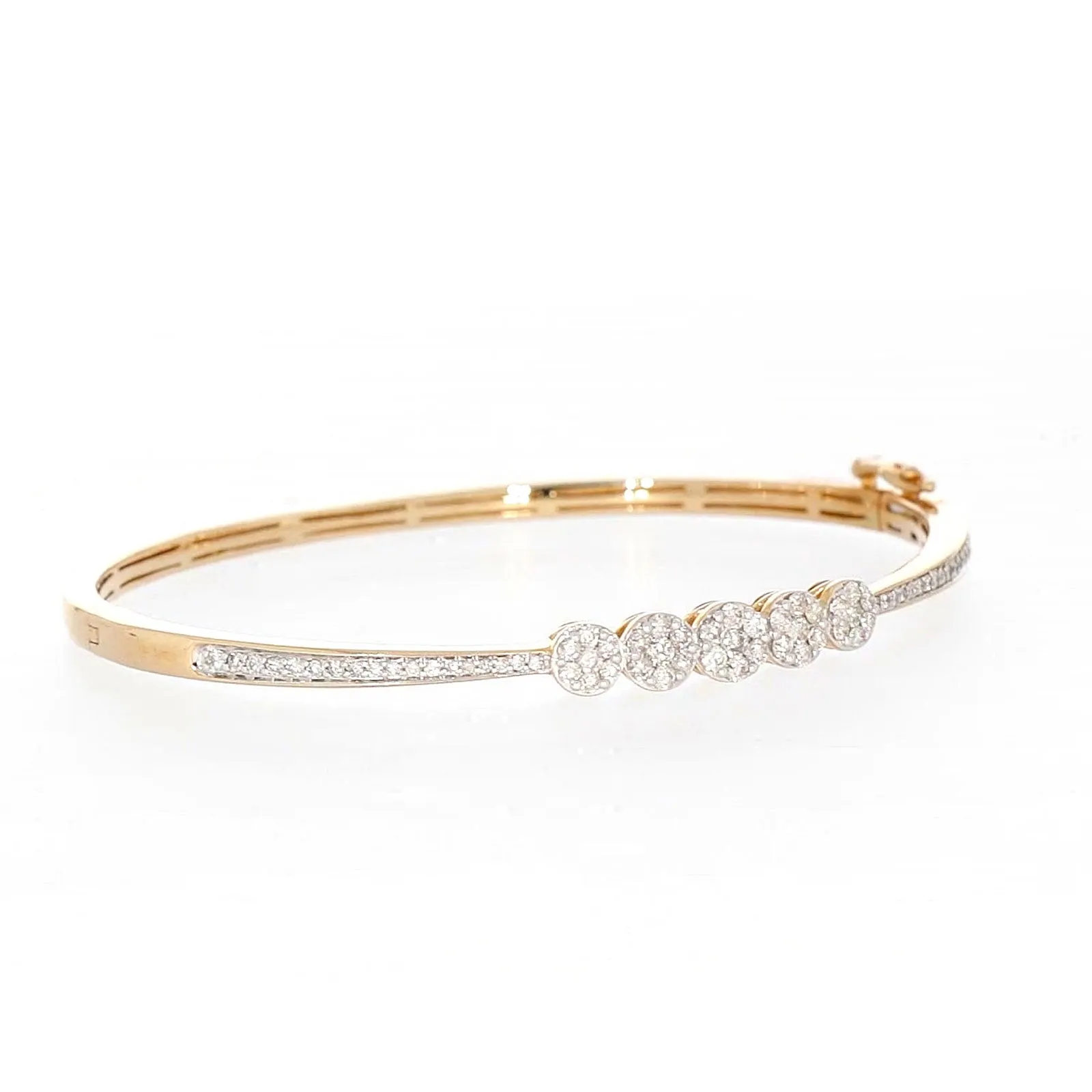 London 9ct Yellow Gold Round Brilliant Cut 1 CARAT tw of Diamonds Bangle