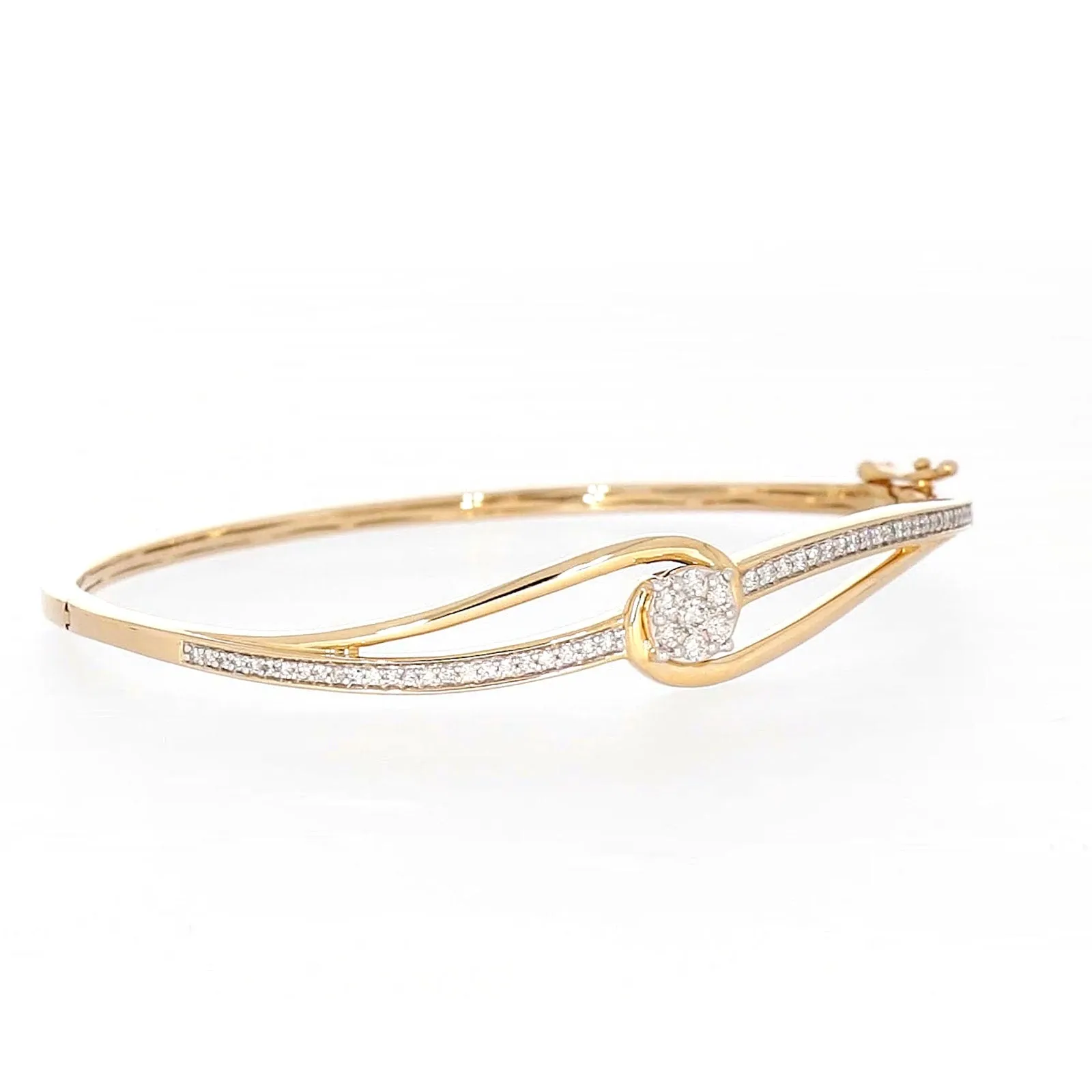 London 9ct Yellow Gold Round Brilliant Cut 1/2 CARAT tw of Diamonds Bangle