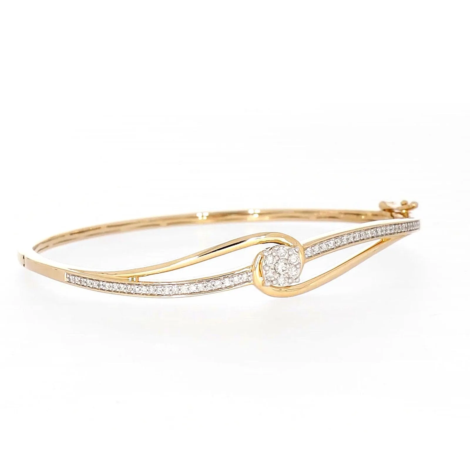 London 9ct Yellow Gold Round Brilliant Cut 1/2 CARAT tw of Diamonds Bangle