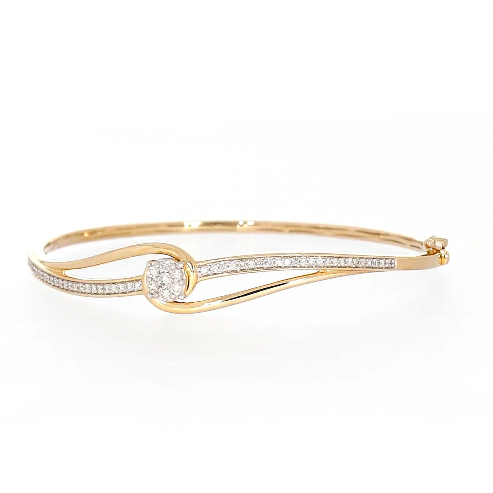 London 9ct Yellow Gold Round Brilliant Cut 1/2 CARAT tw of Diamonds Bangle