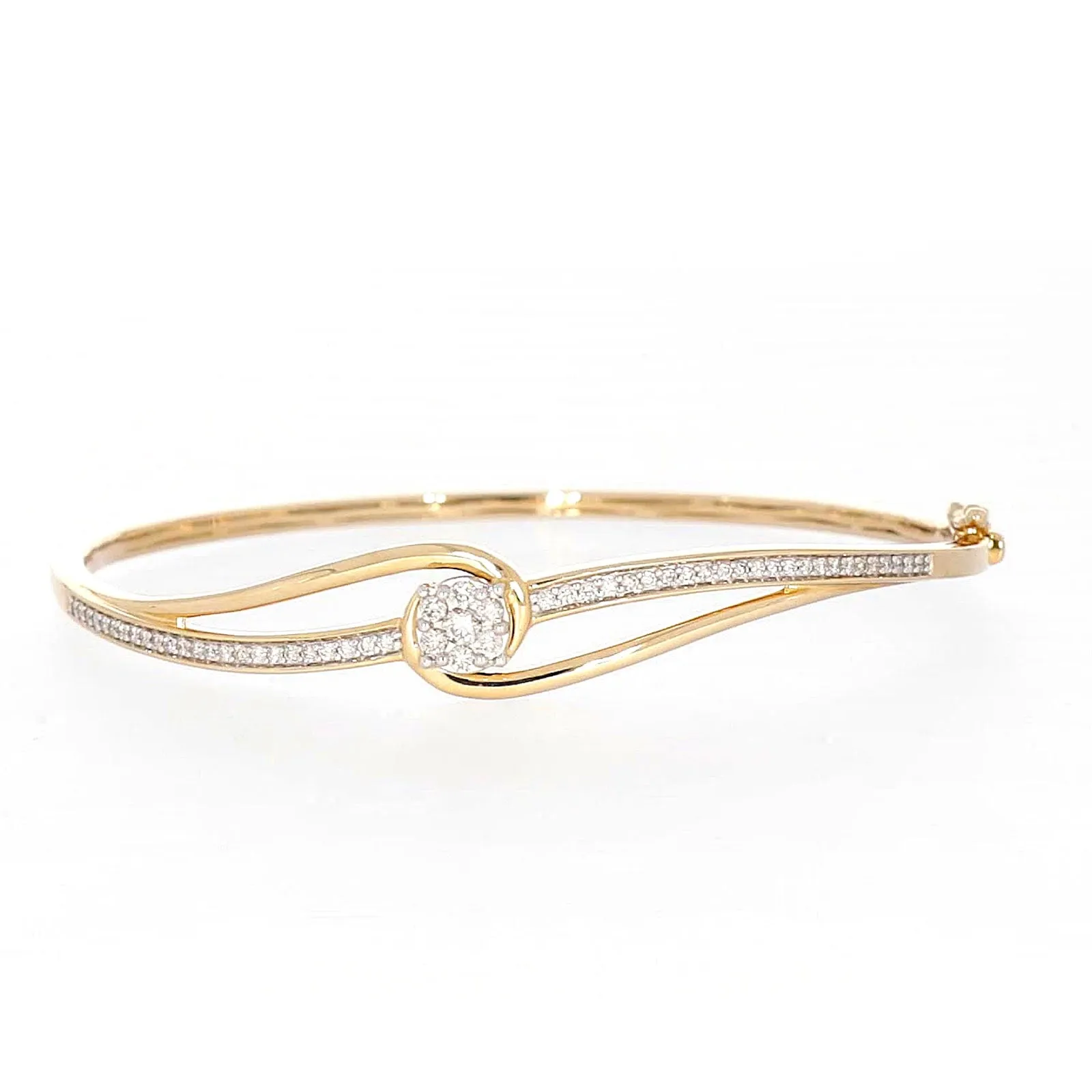 London 9ct Yellow Gold Round Brilliant Cut 1/2 CARAT tw of Diamonds Bangle