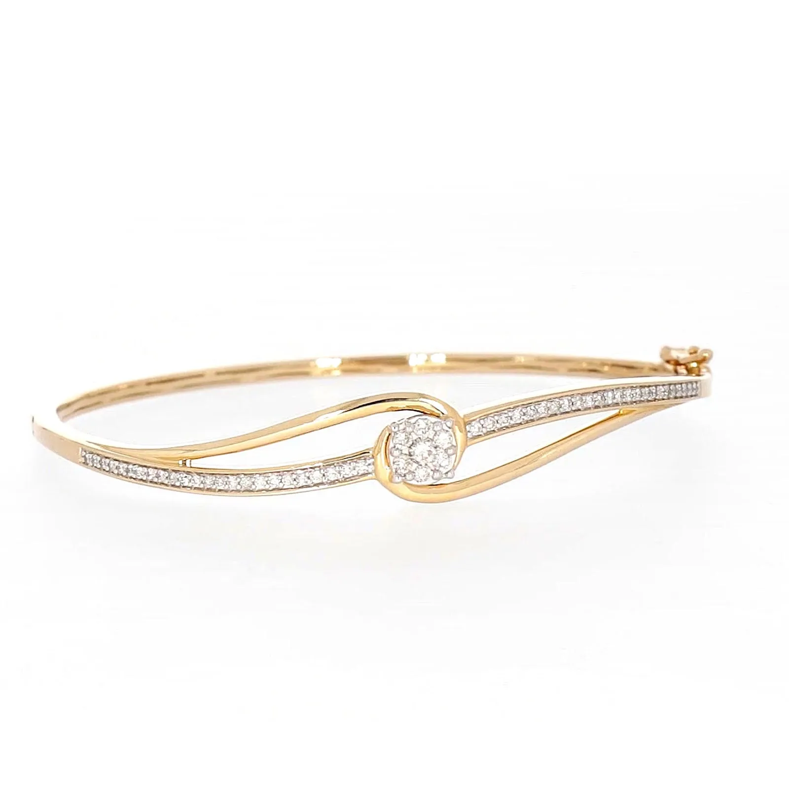 London 9ct Yellow Gold Round Brilliant Cut 1/2 CARAT tw of Diamonds Bangle