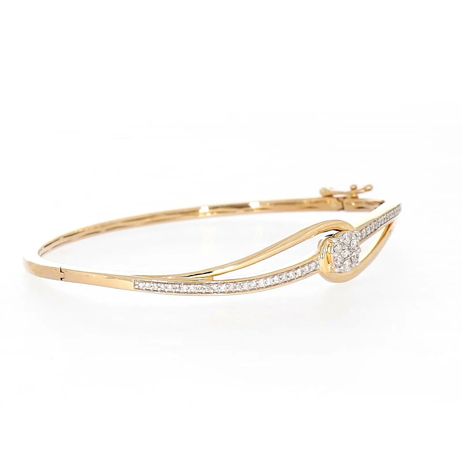 London 9ct Yellow Gold Round Brilliant Cut 1/2 CARAT tw of Diamonds Bangle