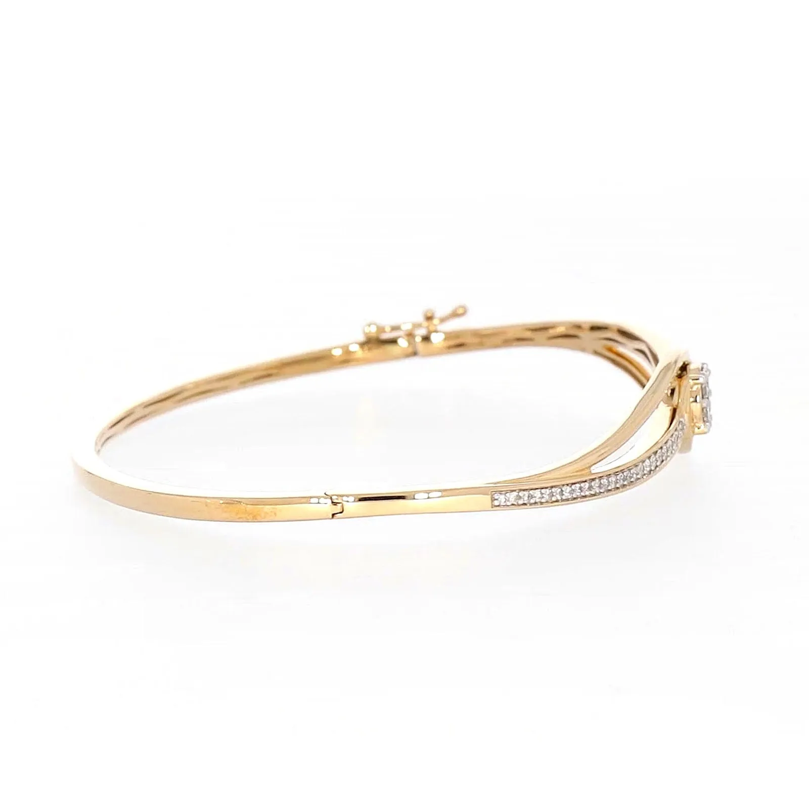 London 9ct Yellow Gold Round Brilliant Cut 1/2 CARAT tw of Diamonds Bangle