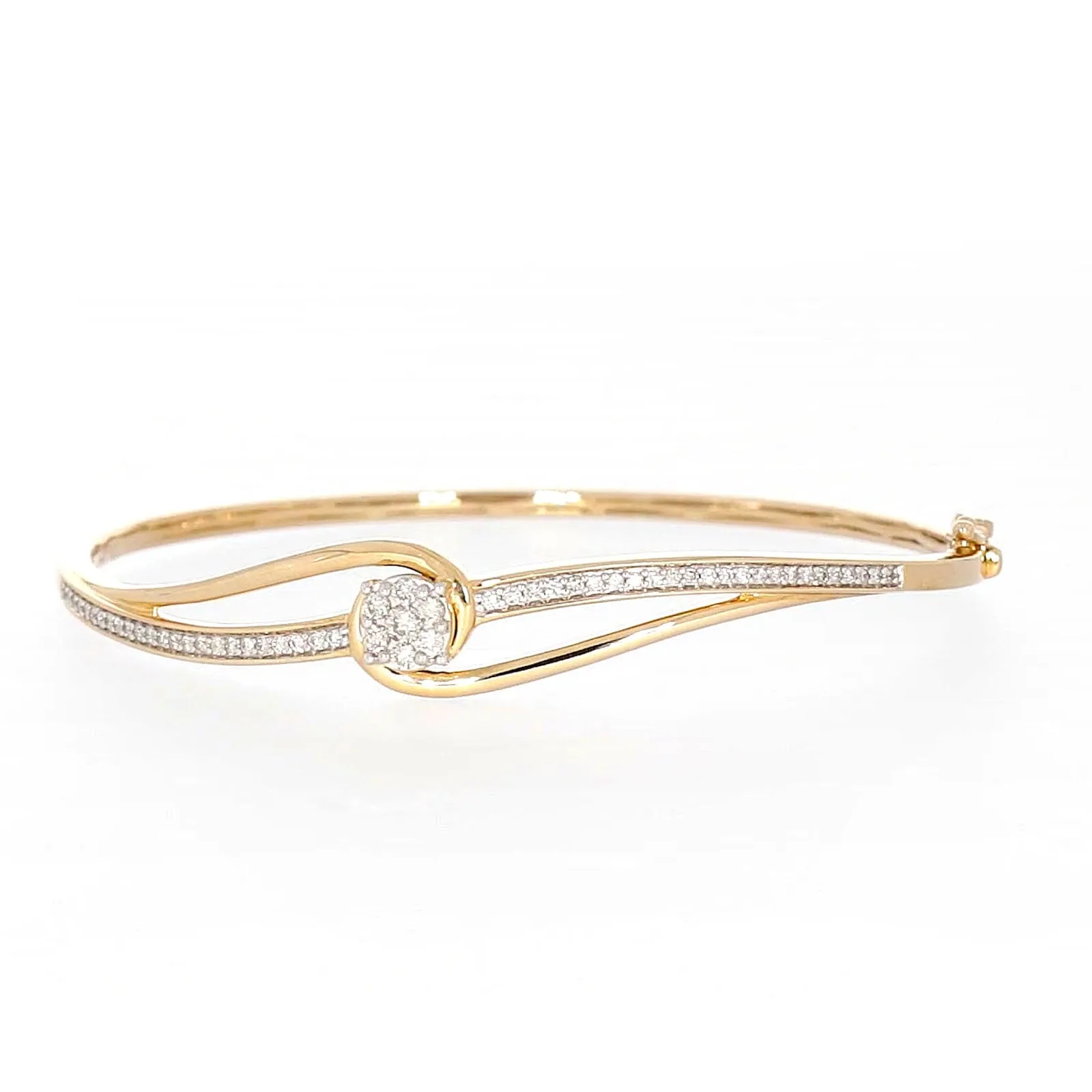 London 9ct Yellow Gold Round Brilliant Cut 1/2 CARAT tw of Diamonds Bangle