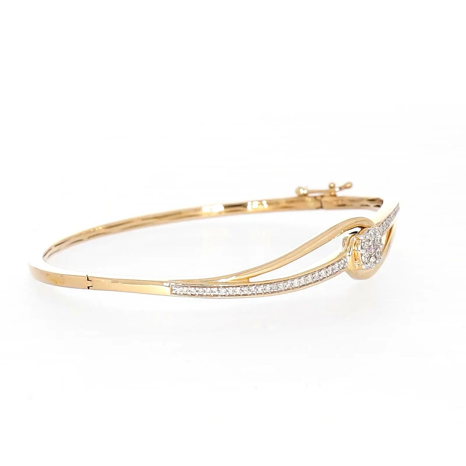 London 9ct Yellow Gold Round Brilliant Cut 1/2 CARAT tw of Diamonds Bangle