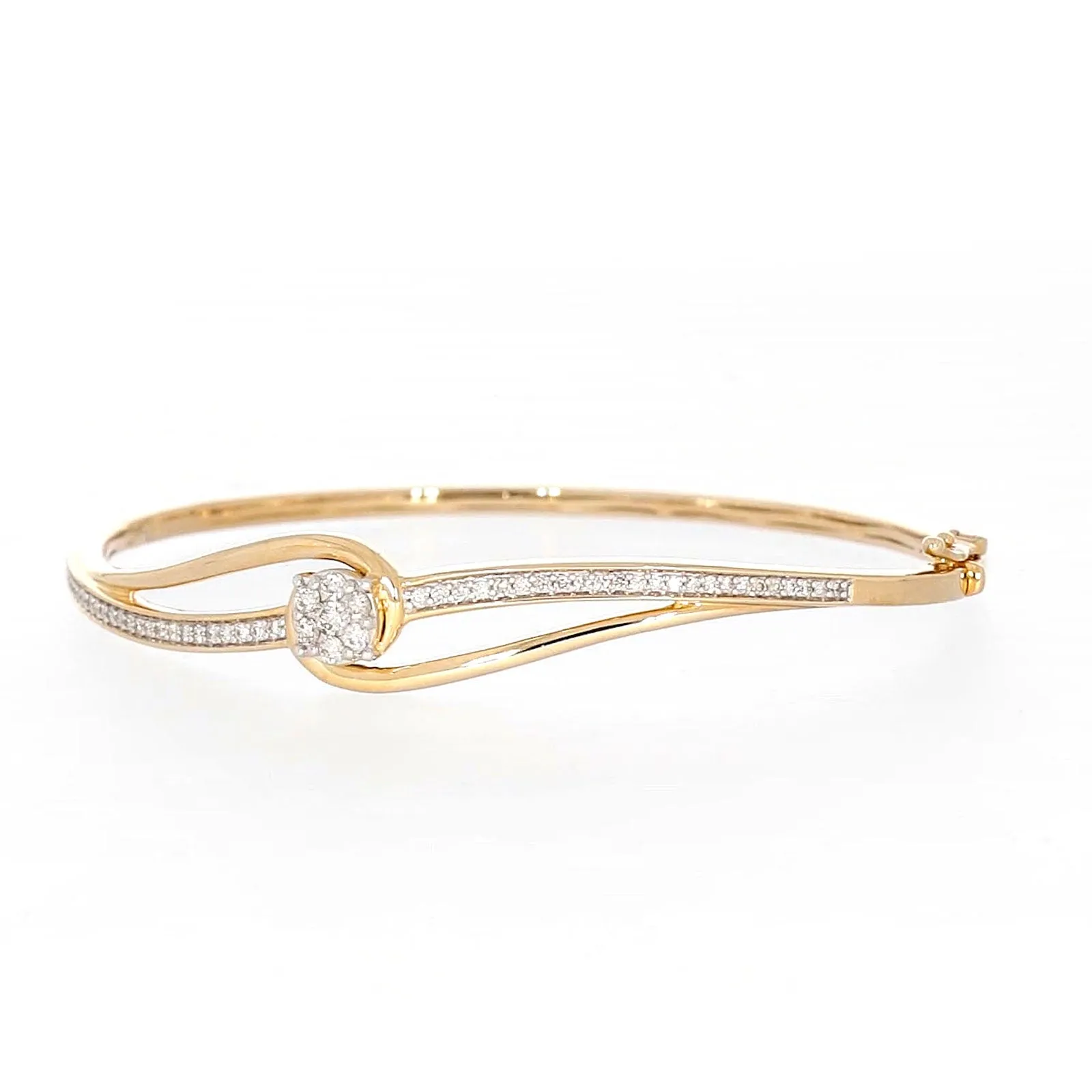 London 9ct Yellow Gold Round Brilliant Cut 1/2 CARAT tw of Diamonds Bangle