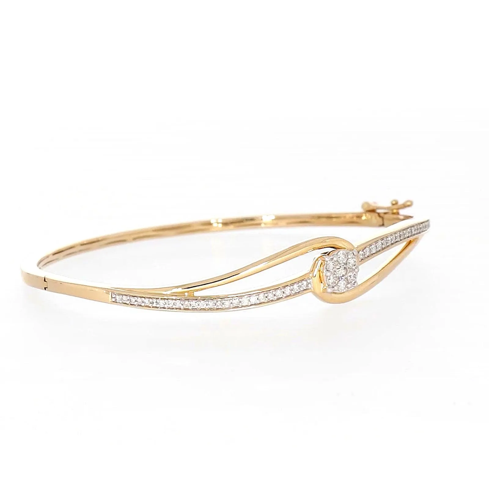 London 9ct Yellow Gold Round Brilliant Cut 1/2 CARAT tw of Diamonds Bangle