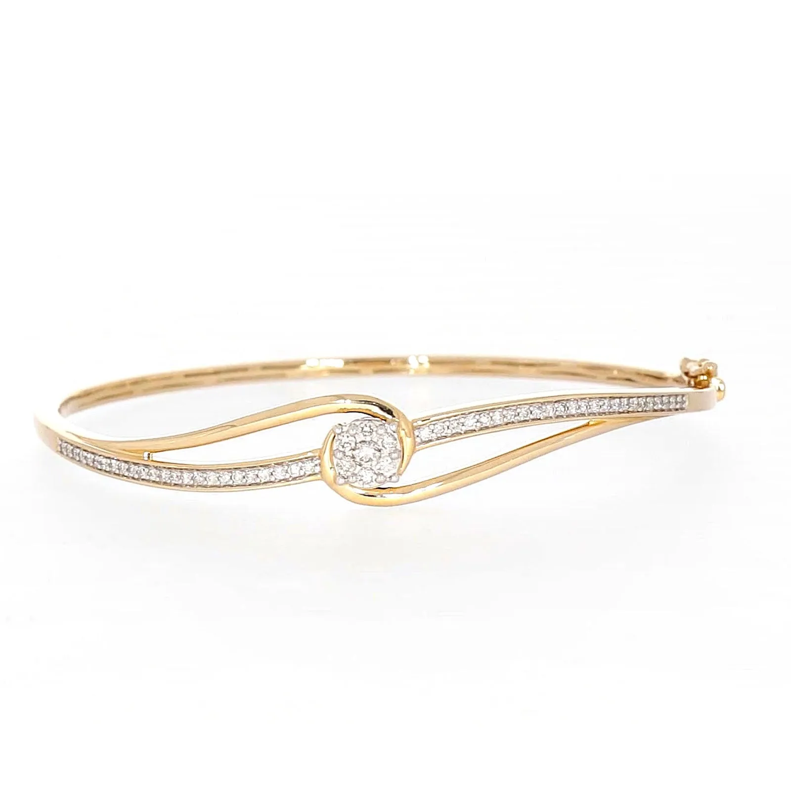 London 9ct Yellow Gold Round Brilliant Cut 1/2 CARAT tw of Diamonds Bangle