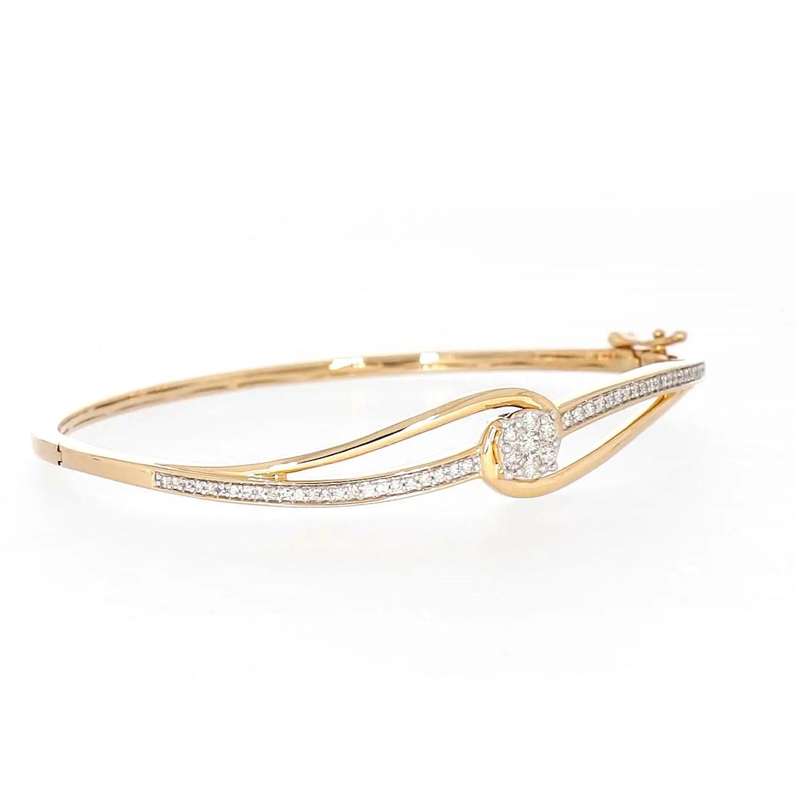 London 9ct Yellow Gold Round Brilliant Cut 1/2 CARAT tw of Diamonds Bangle