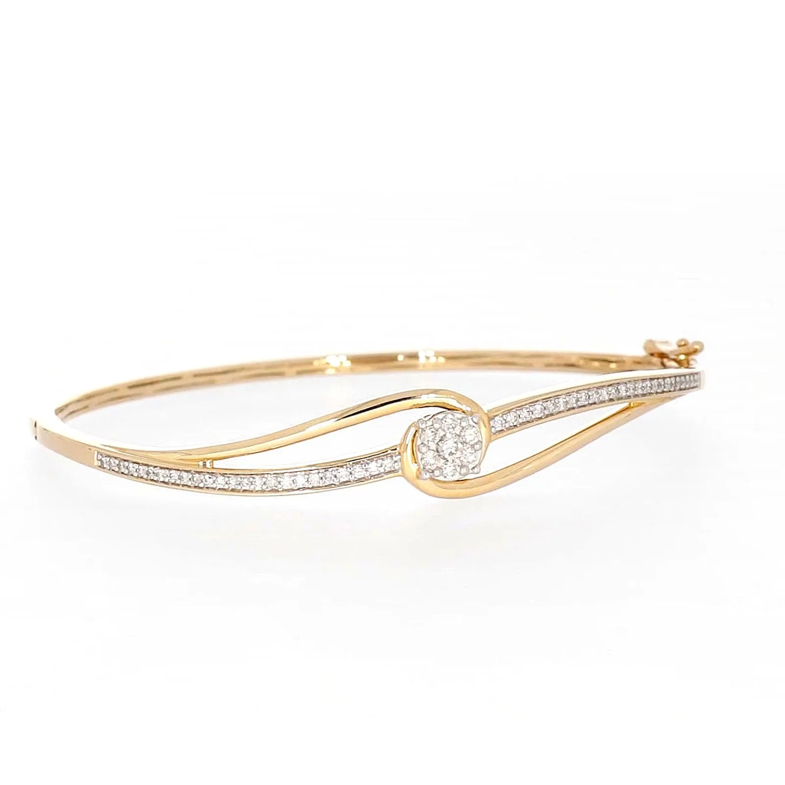 London 9ct Yellow Gold Round Brilliant Cut 1/2 CARAT tw of Diamonds Bangle