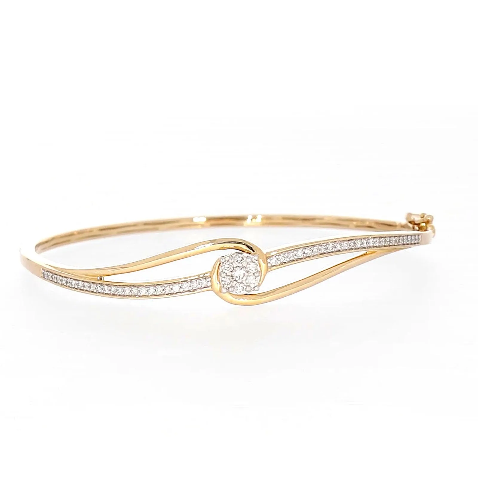 London 9ct Yellow Gold Round Brilliant Cut 1/2 CARAT tw of Diamonds Bangle