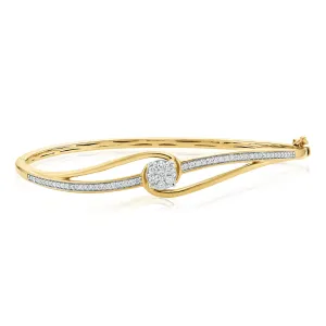 London 9ct Yellow Gold Round Brilliant Cut 1/2 CARAT tw of Diamonds Bangle