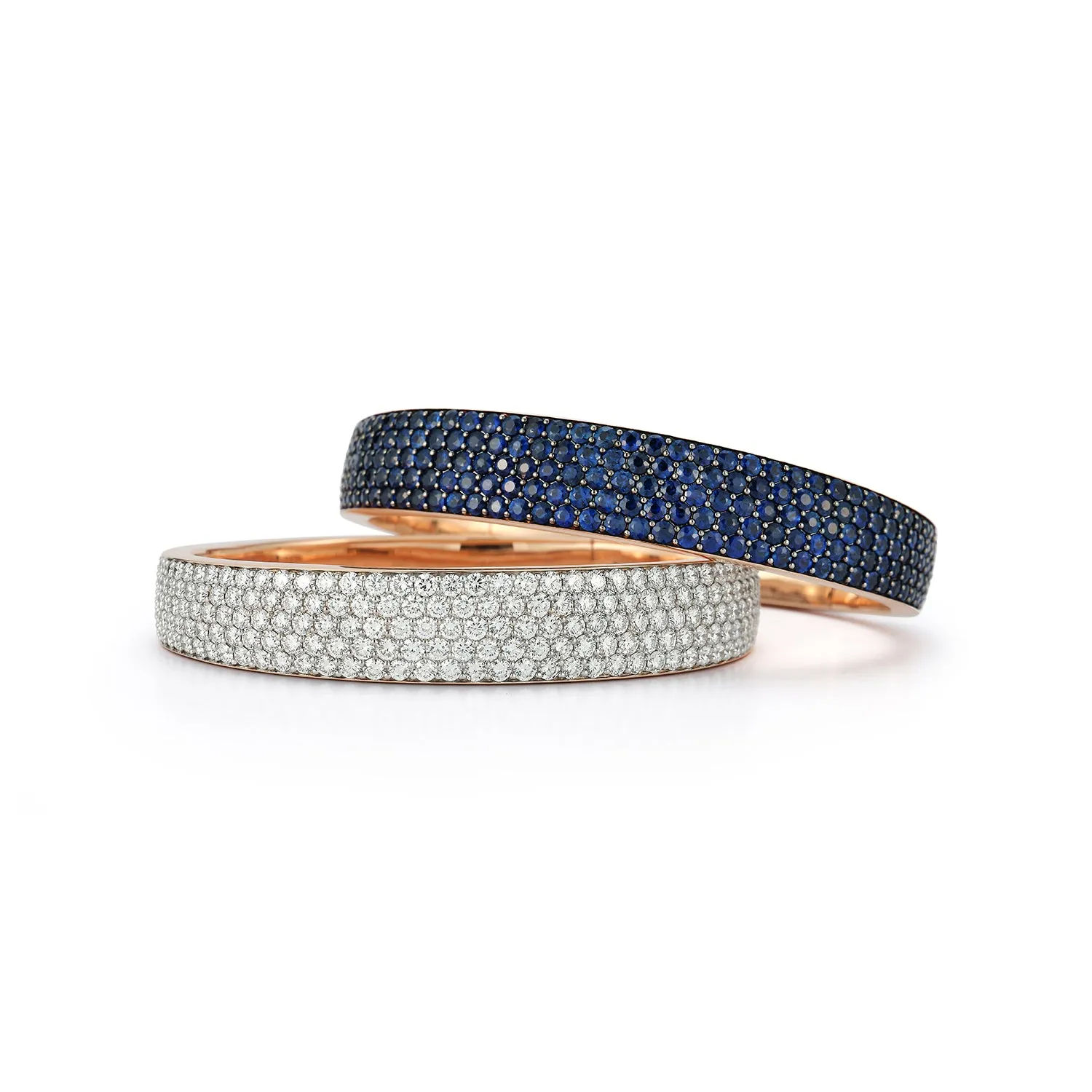 LYTTON 18K GOLD AND ALL PAVE BLUE SAPPHIRE BOMBE BRACELET