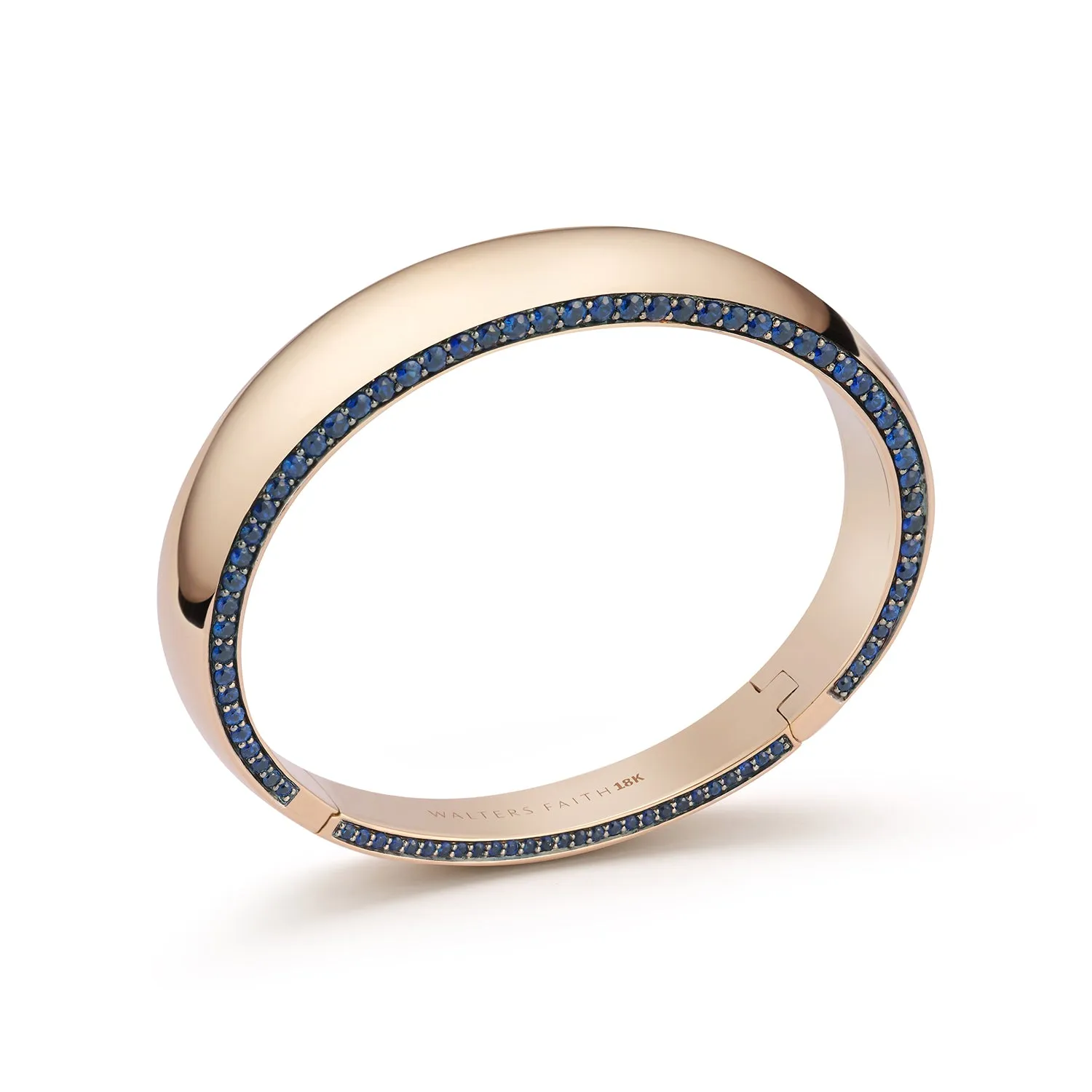 LYTTON 18K GOLD AND BLUE SAPPHIRE EDGE BOMBE BANGLE BRACELET