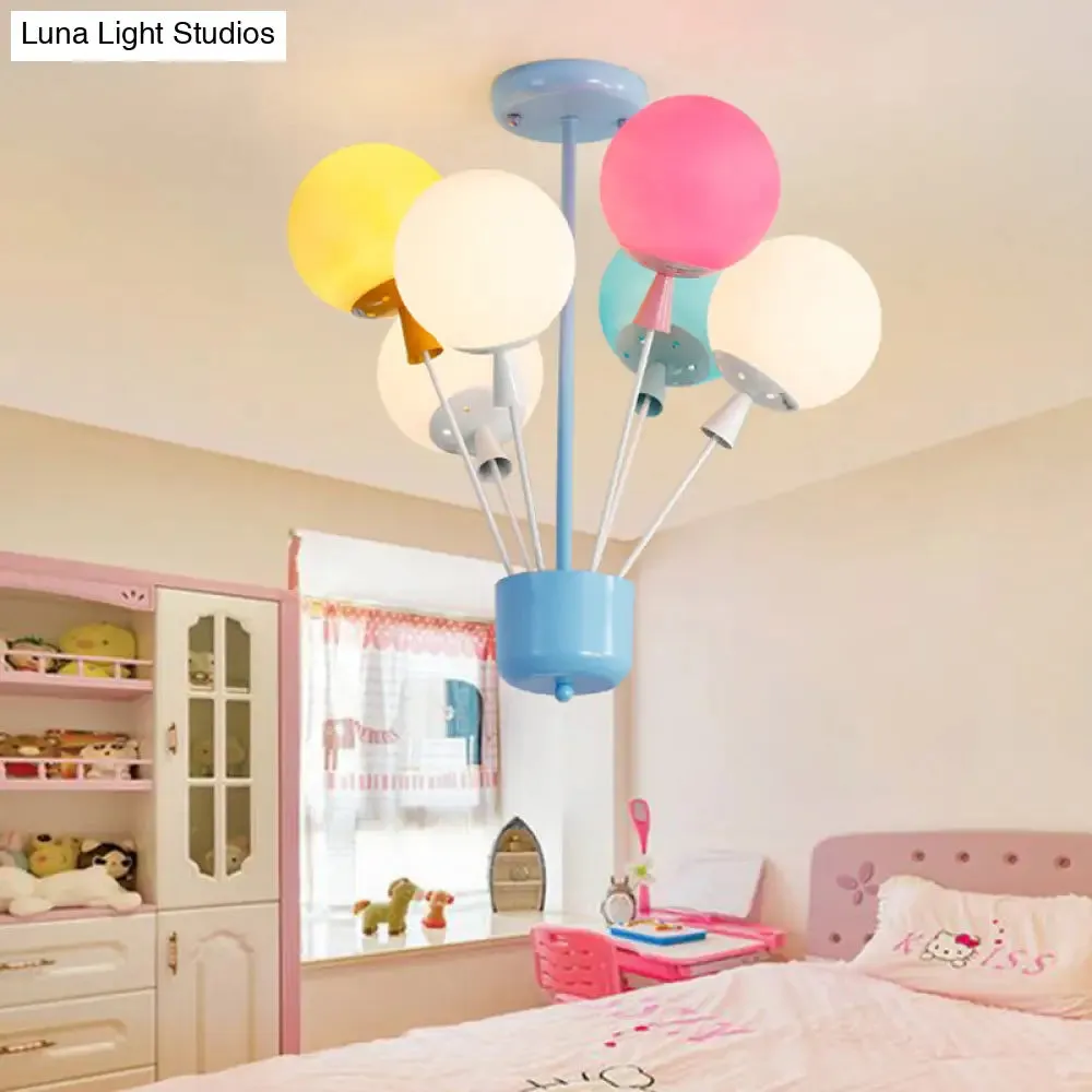 Macaron Baby Bedroom Pendant Light: Stylish Metal Balloon Suspension Fixture