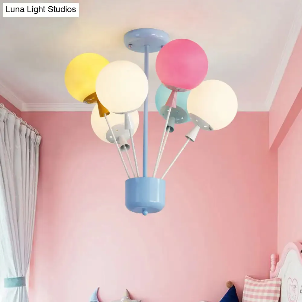 Macaron Baby Bedroom Pendant Light: Stylish Metal Balloon Suspension Fixture