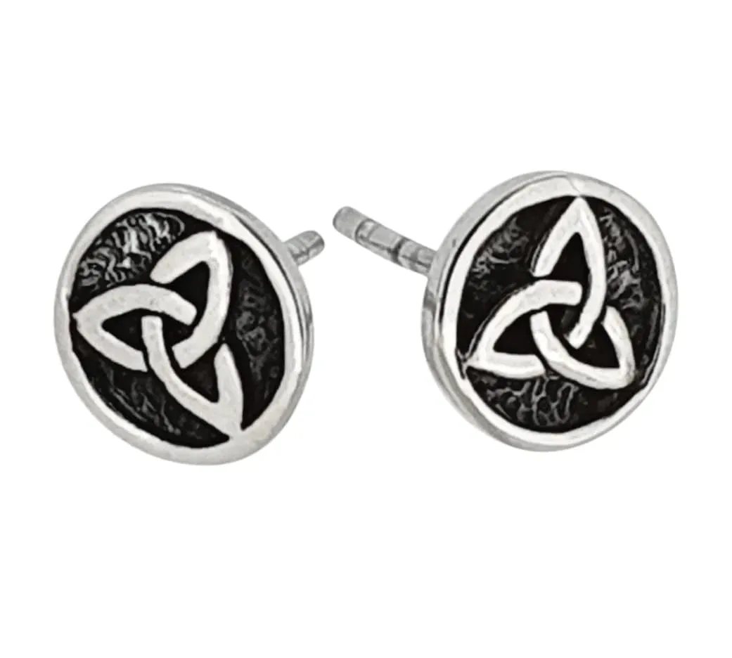 Mens Silver Stud Earrings | 925 Sterling Silver 8mm Celtic Trinity Knot Studs Earrings